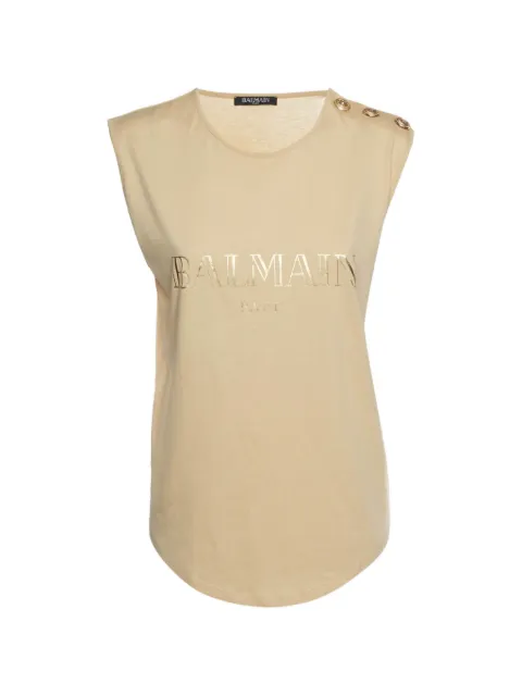 Balmain Pre-Owned logo-print cotton top