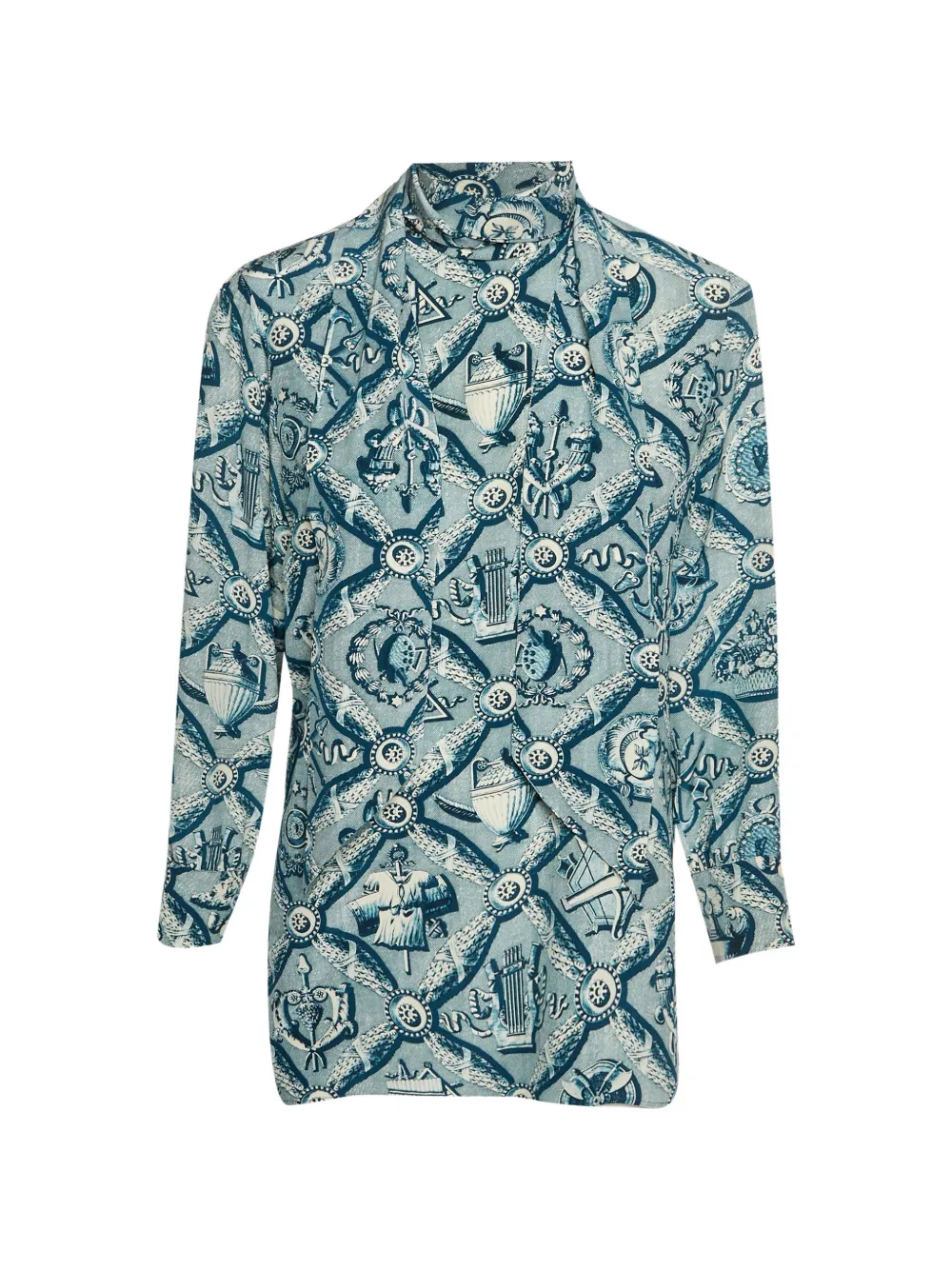 Gucci Pre-Owned Kaleidoscope-print neck-tie blouse - Blu
