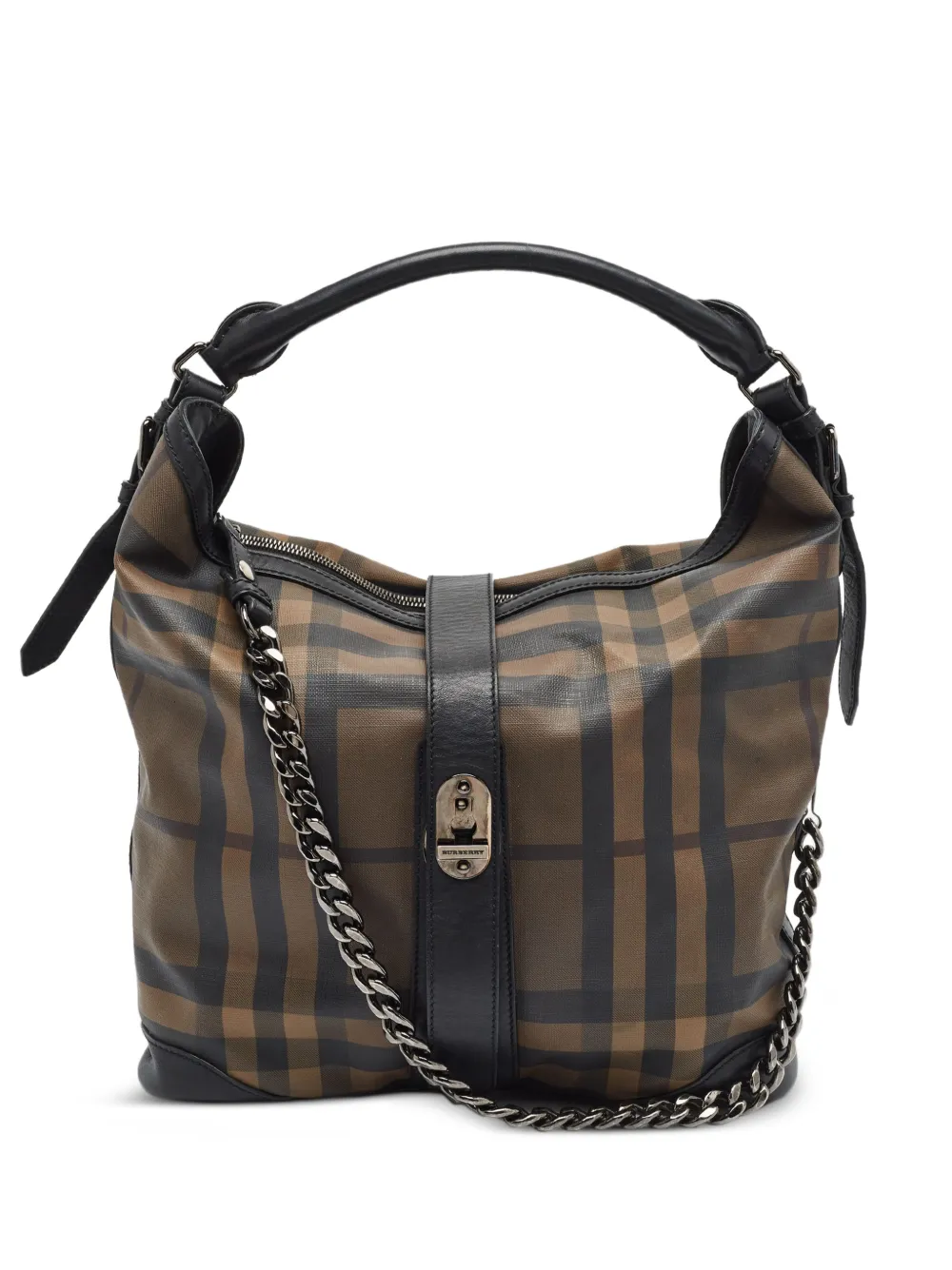 Burberry Pre-Owned Smoked Check chain-detail tote bag - Braun