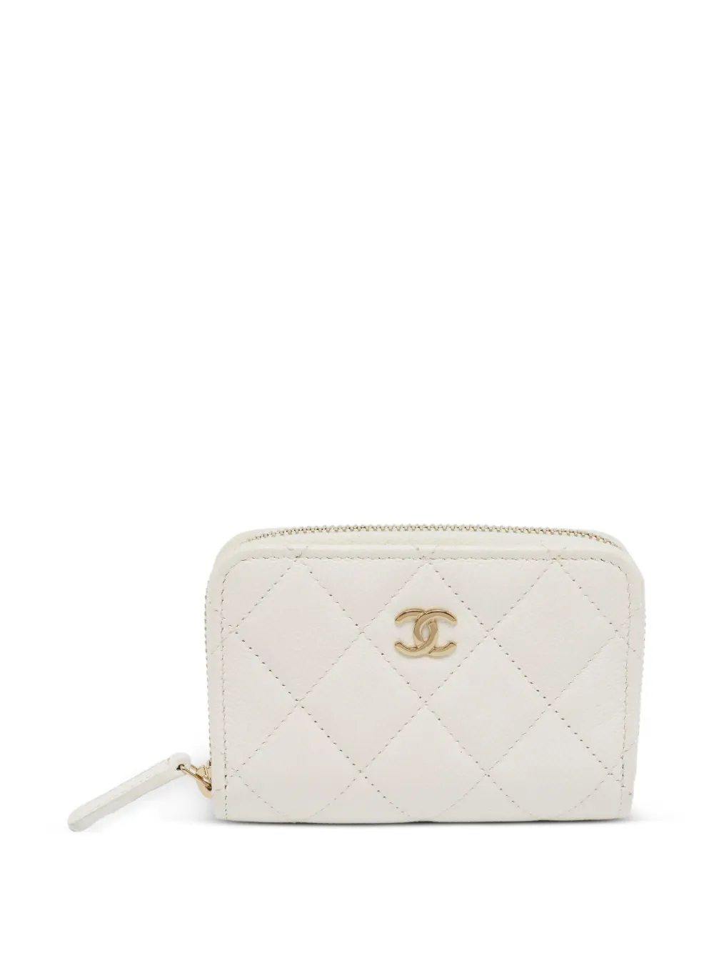 CHANEL Pre-Owned quilted caviar leather coin purse - White