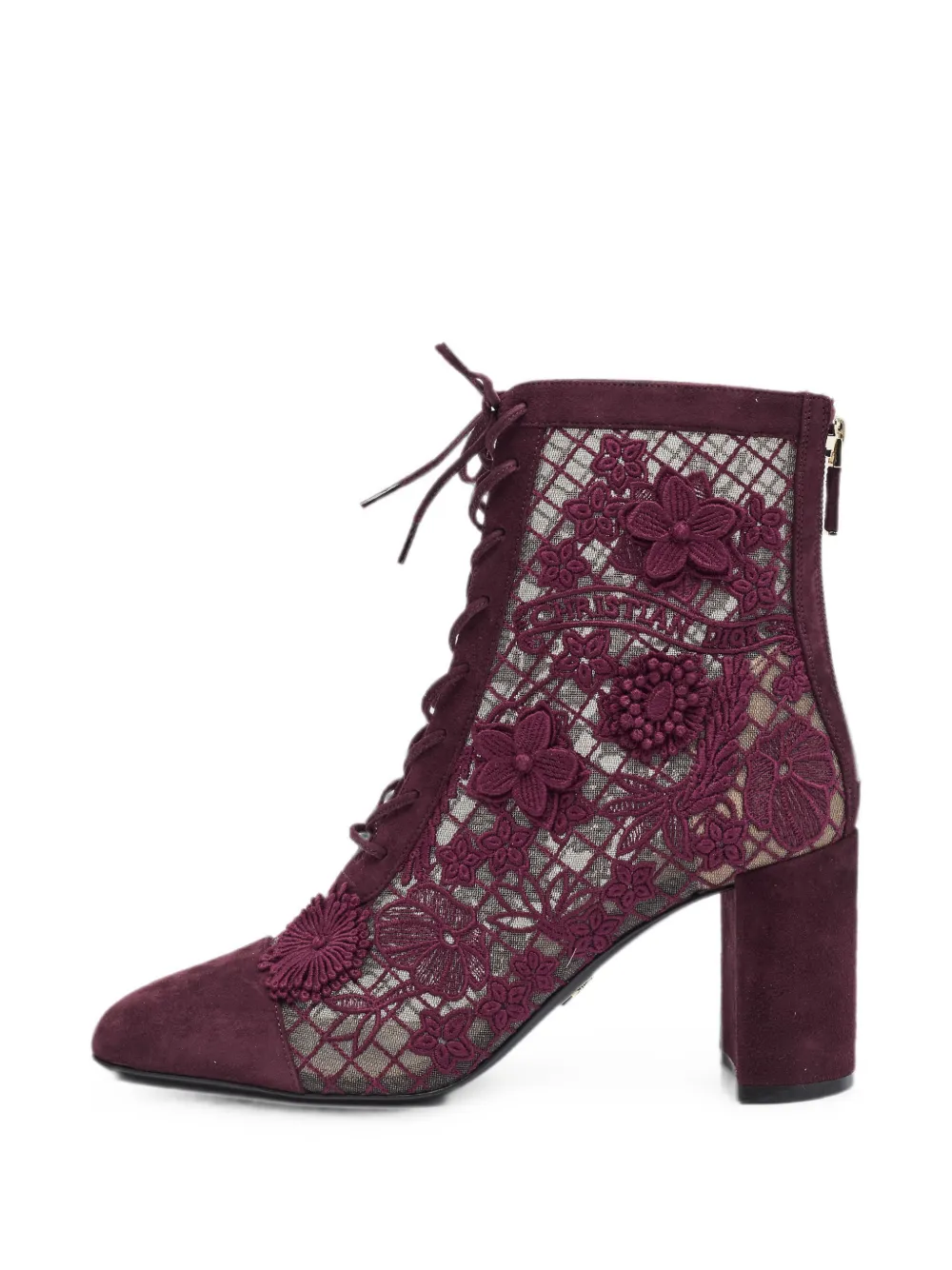 Christian Dior Pre-Owned Naughtily-D embroidered-details suede ankle boots - Violett
