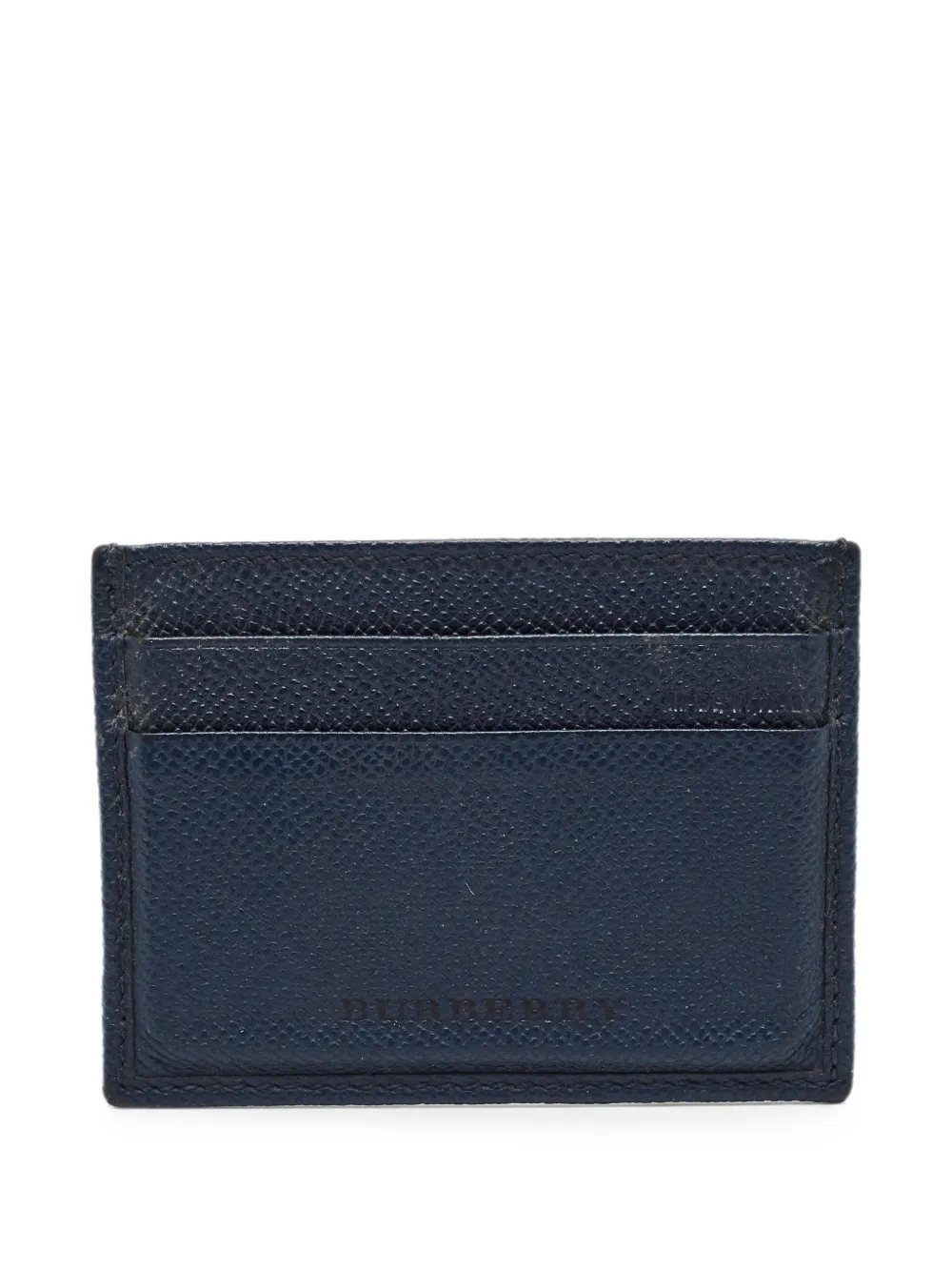 Pre-owned Burberry Embossed Leather Cardholder In Blue