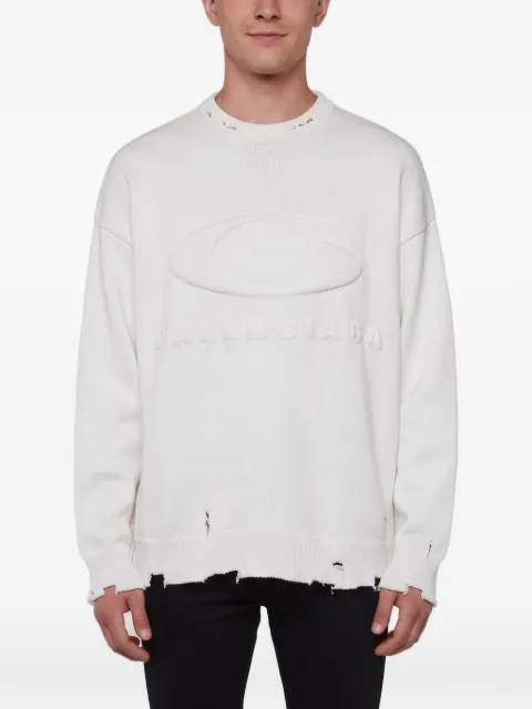 Balenciaga Pre-Owned ロゴエンボス ダメージ セーター