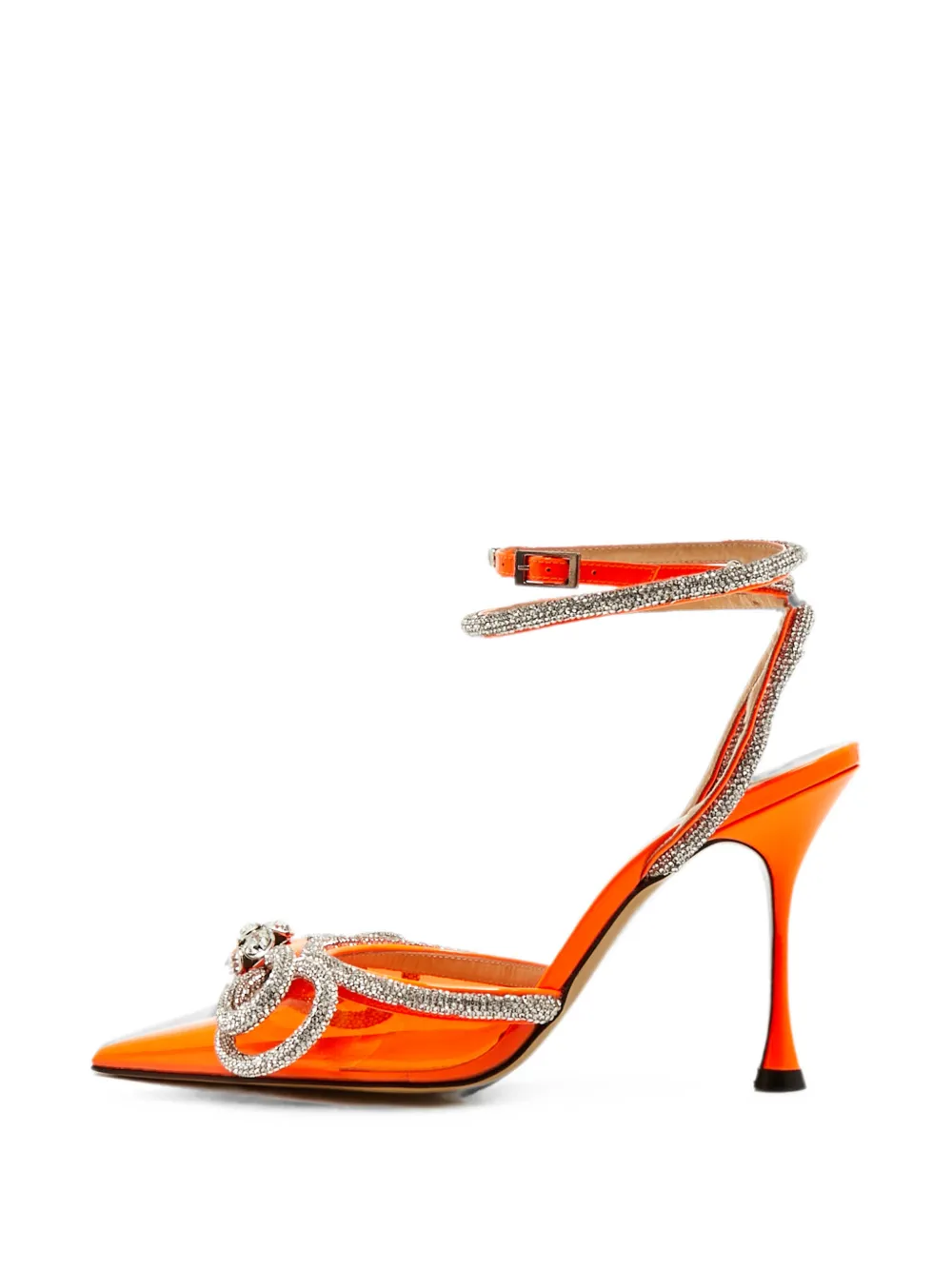 MACH & MACH Double Bow crystal-embellished pumps - Orange