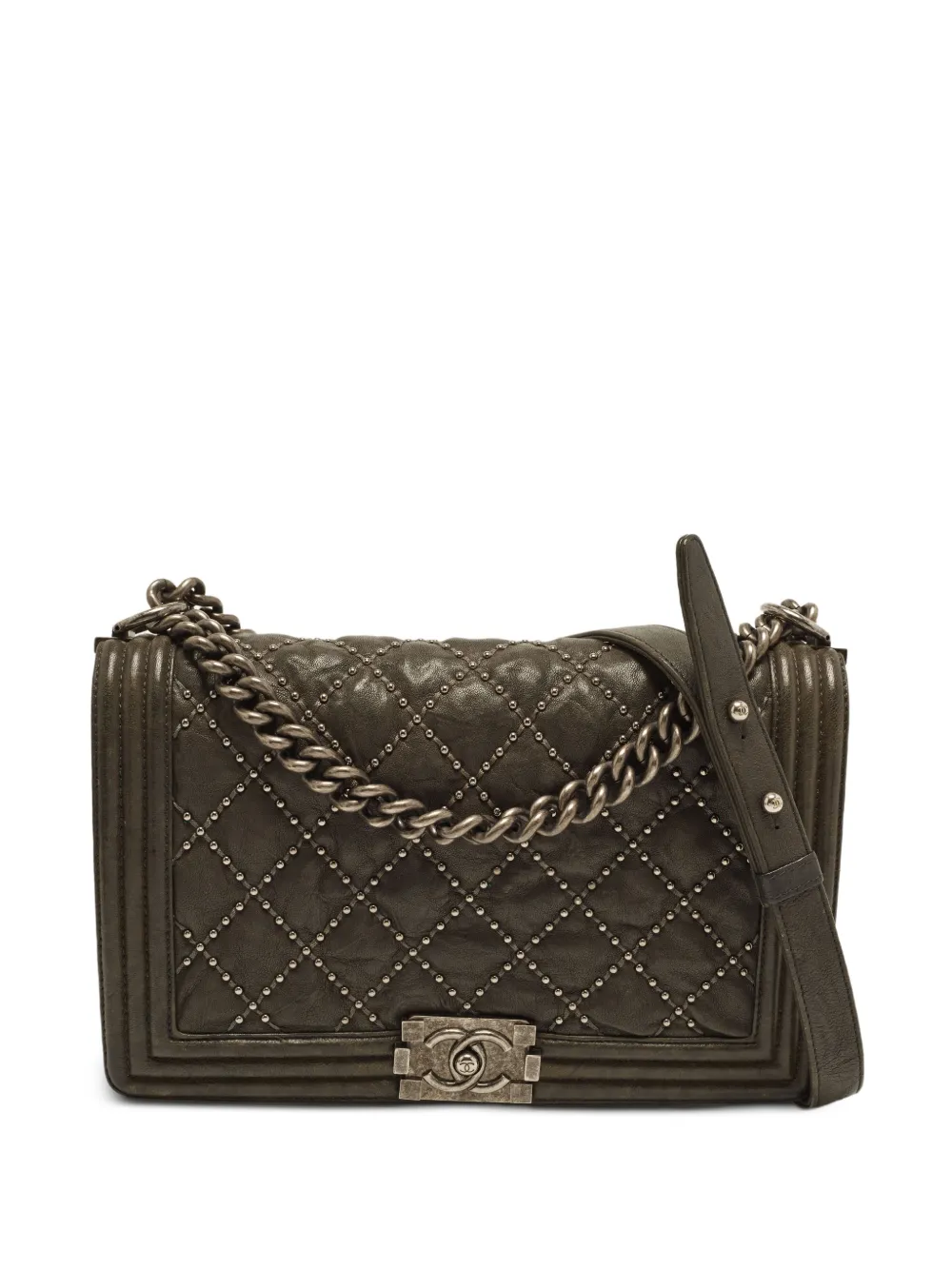 CHANEL Pre-Owned 2015-2016 medium Studded Boy shoulder bag - Green