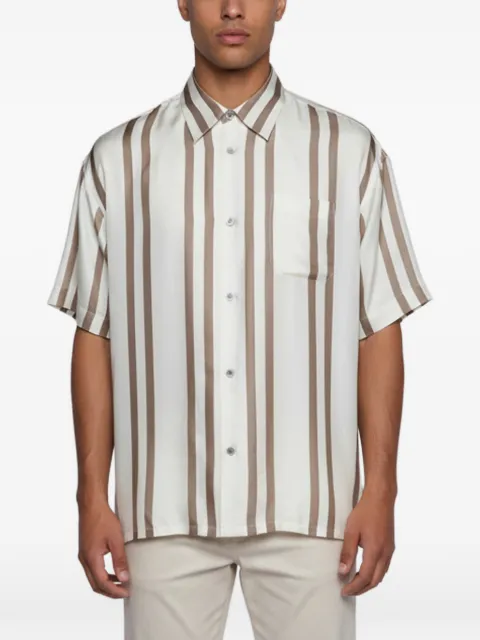 John Elliott striped short-sleeved silk shirt