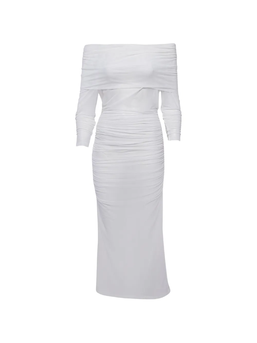 Pre-owned Dolce & Gabbana X Kim Ruched Midi Dress In White