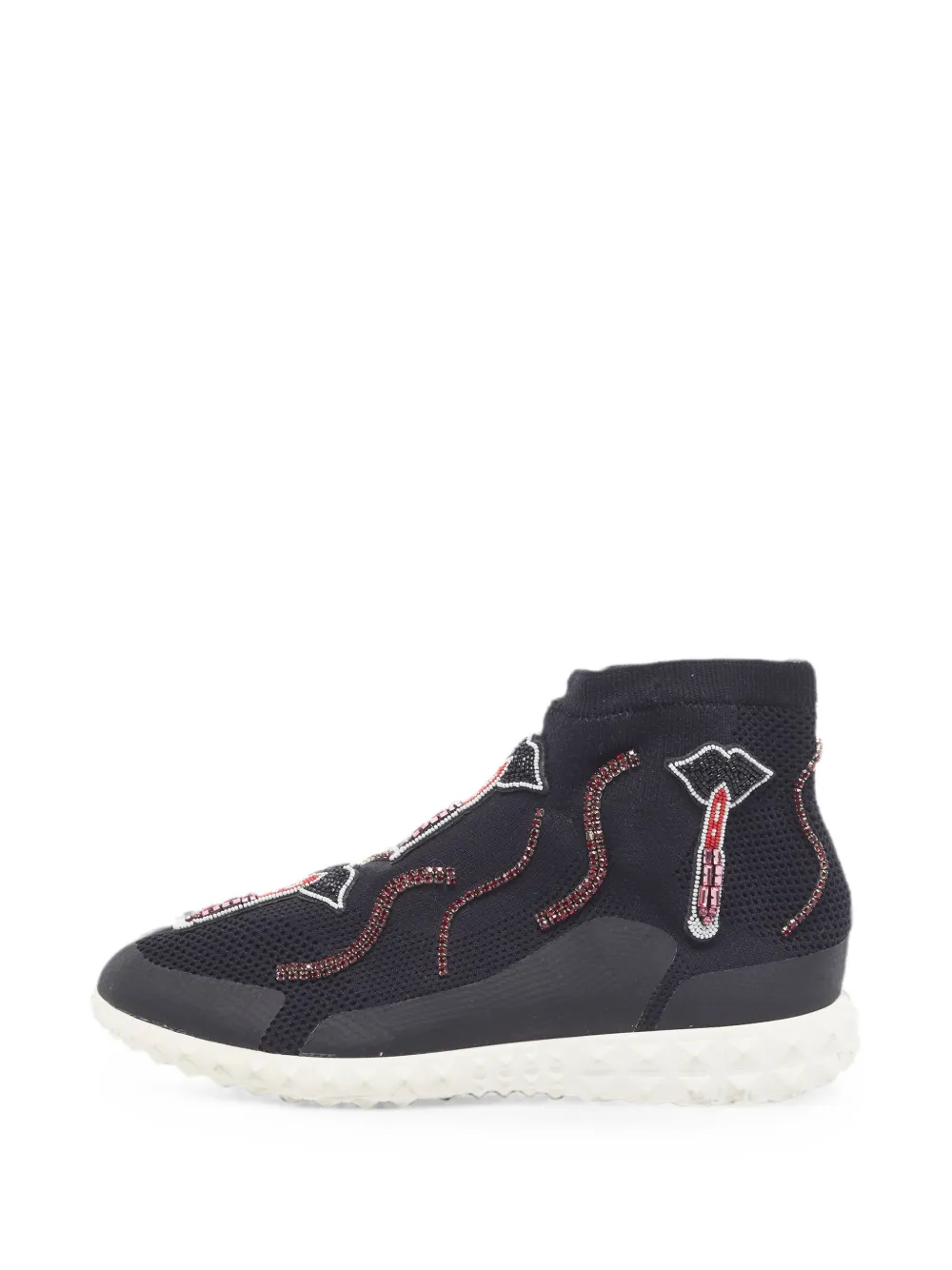 Valentino Garavani Pre-Owned bead-embellished high-top sneakers - Schwarz