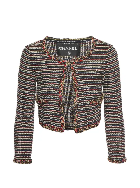 CHANEL Pre-Owned striped cropped tweed jacket