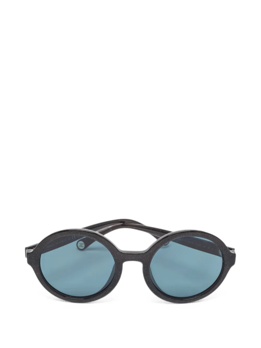 CHANEL Pre-Owned glitter-detail round-frame sunglasses - Nero