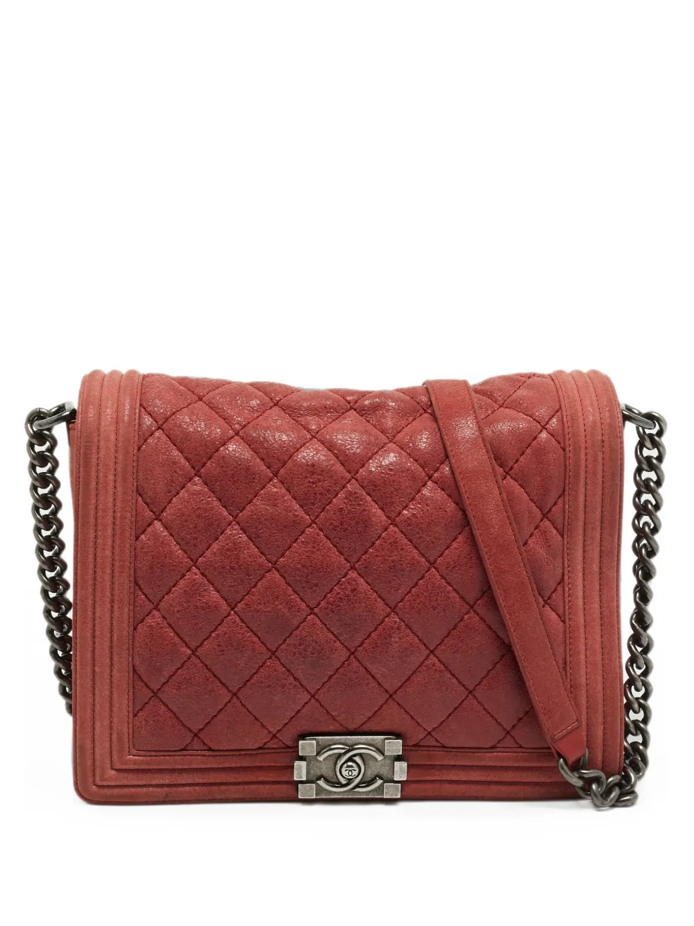 CHANEL Pre-Owned 2013-2014 Boy quilted shoulder bag - Red