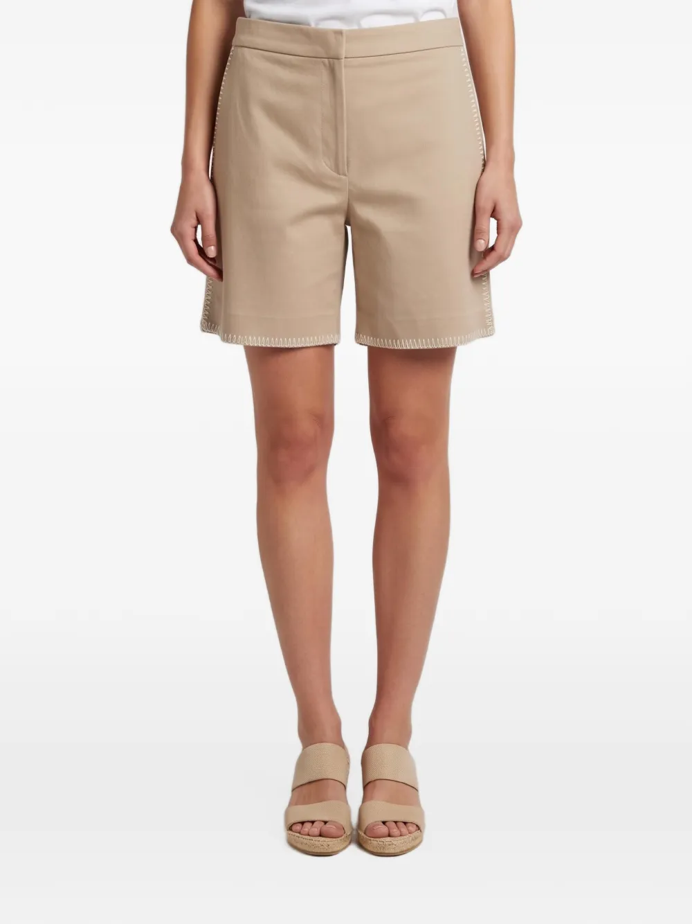 Fendi Pre-Owned Gabardine-Shorts mit Überwendlingsstich - Nude