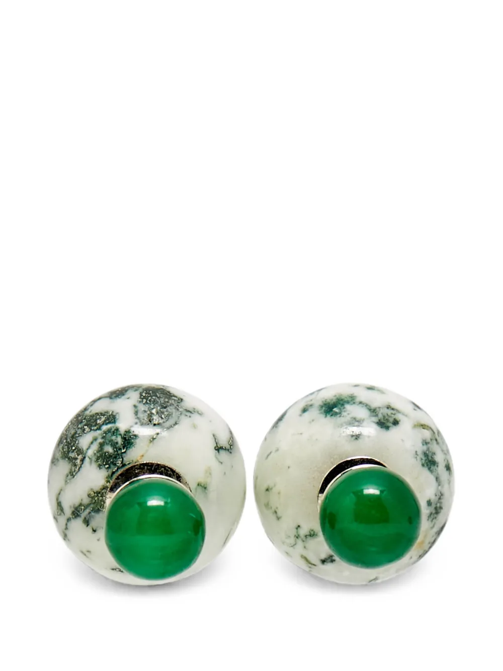 Christian Dior Pre-Owned Mise en Tribale moss agate earrings - Silver