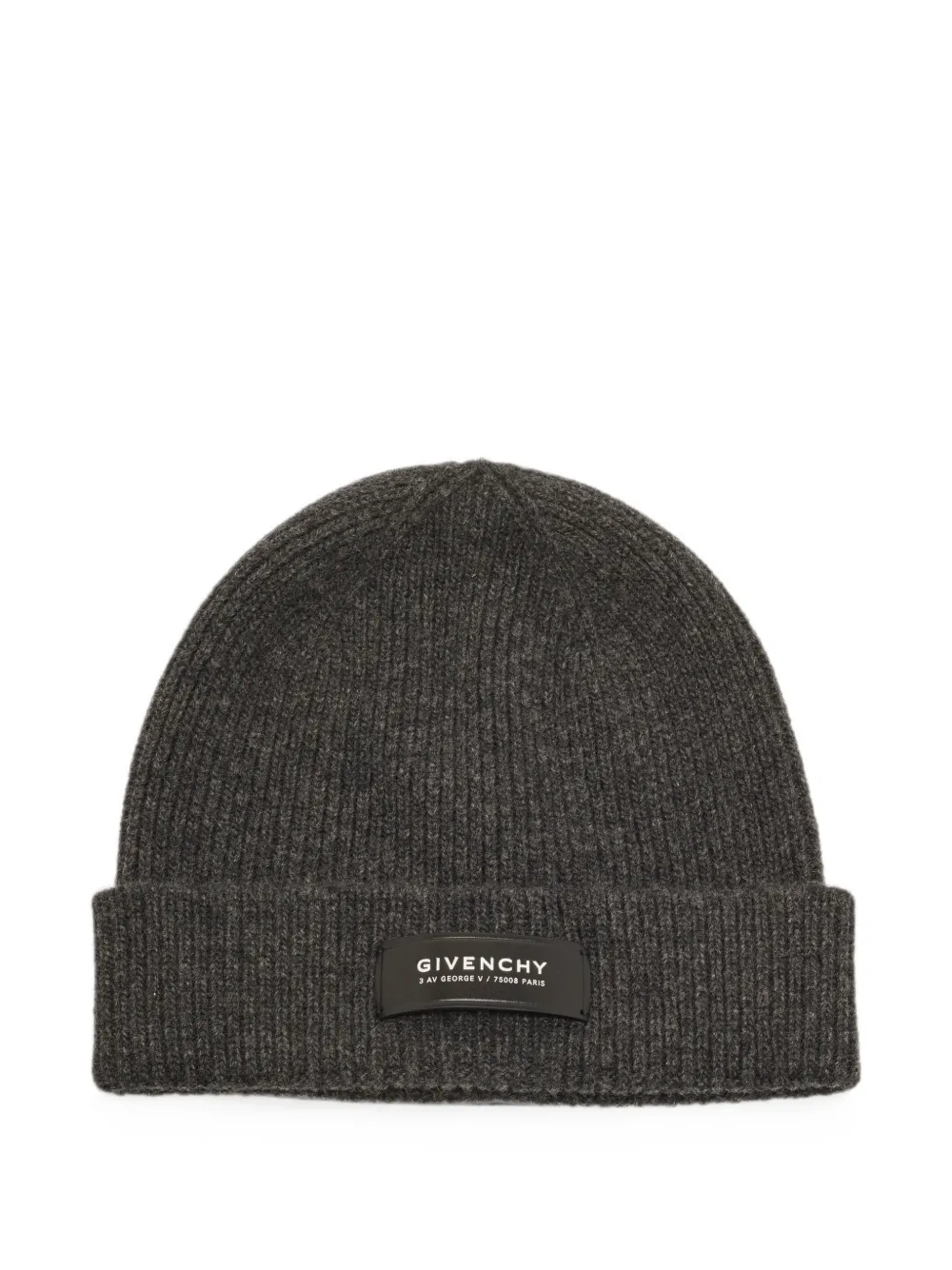 Givenchy Pre-Owned logo-appliqué rib-knit beanie hat - Grigio