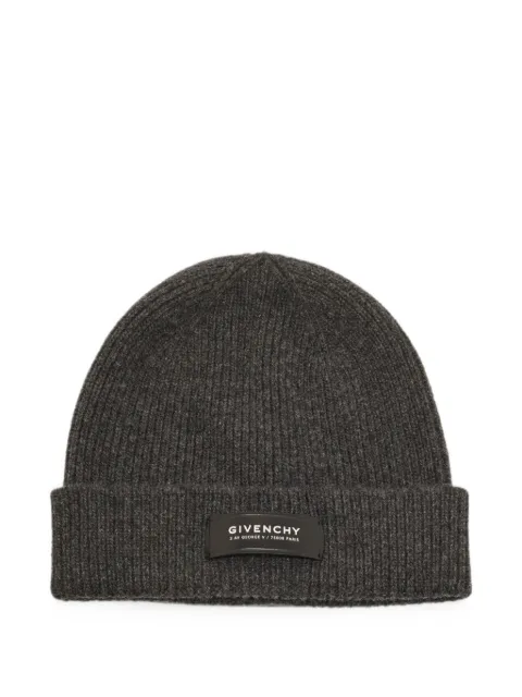 Givenchy Pre-Owned logo-appliqué rib-knit beanie hat