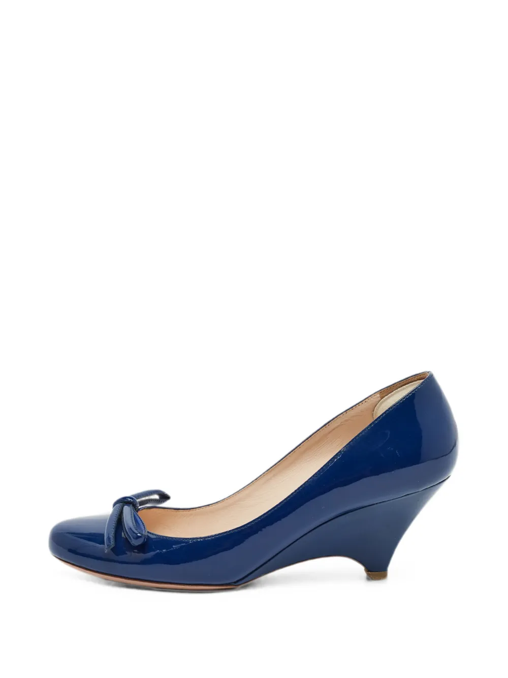 Prada Pre-Owned bow-detail wedge pumps - Blu