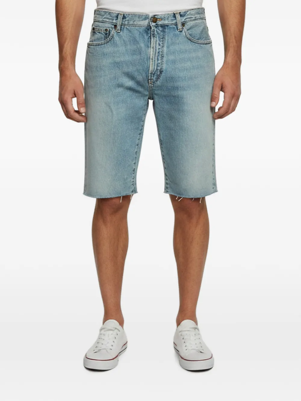 Saint Laurent Pre-Owned distressed denim shorts - Blu