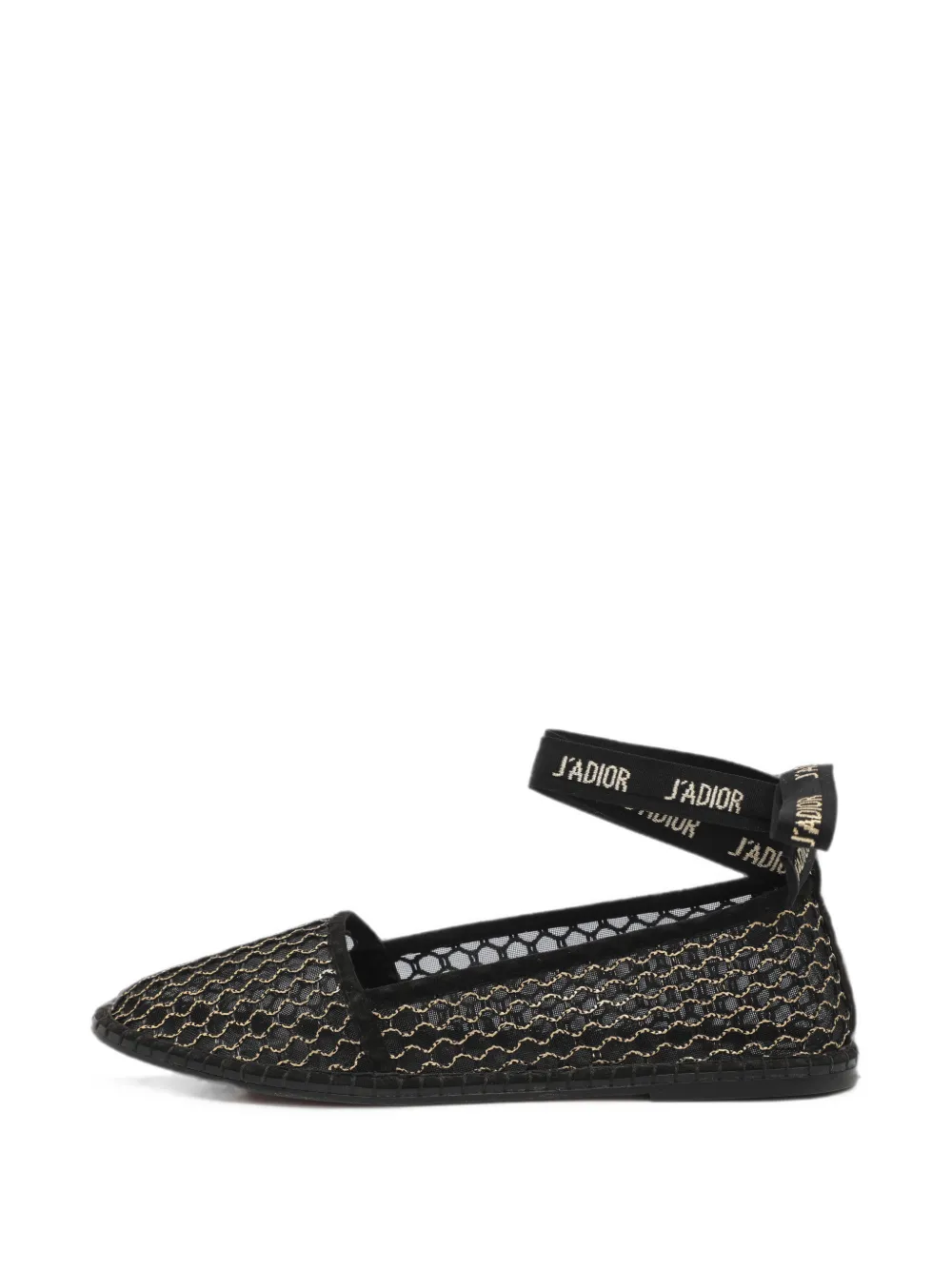 Christian Dior Pre-Owned Nicely D mesh ankle-wrap ballet flats - Black