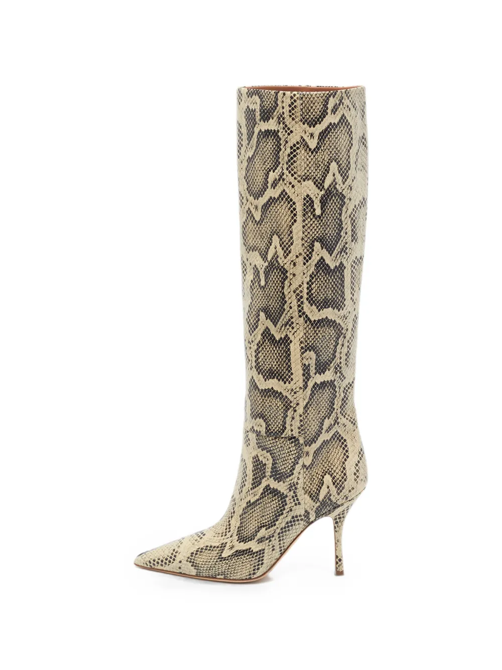 Paris Texas croc-embossed knee-high heeled boots - Nude