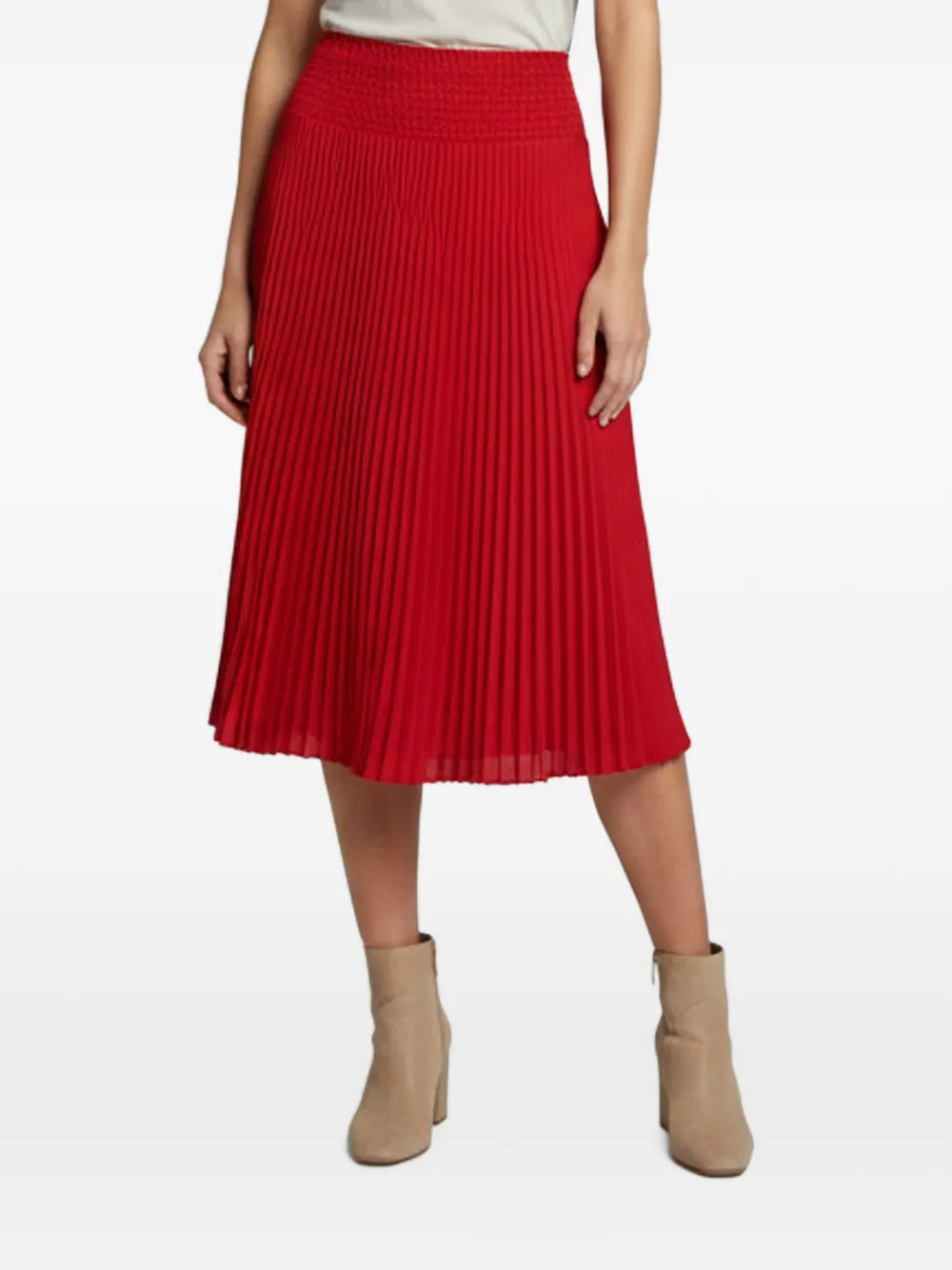 Prada Pre-Owned plissé smocked-waist midi skirt - Rot