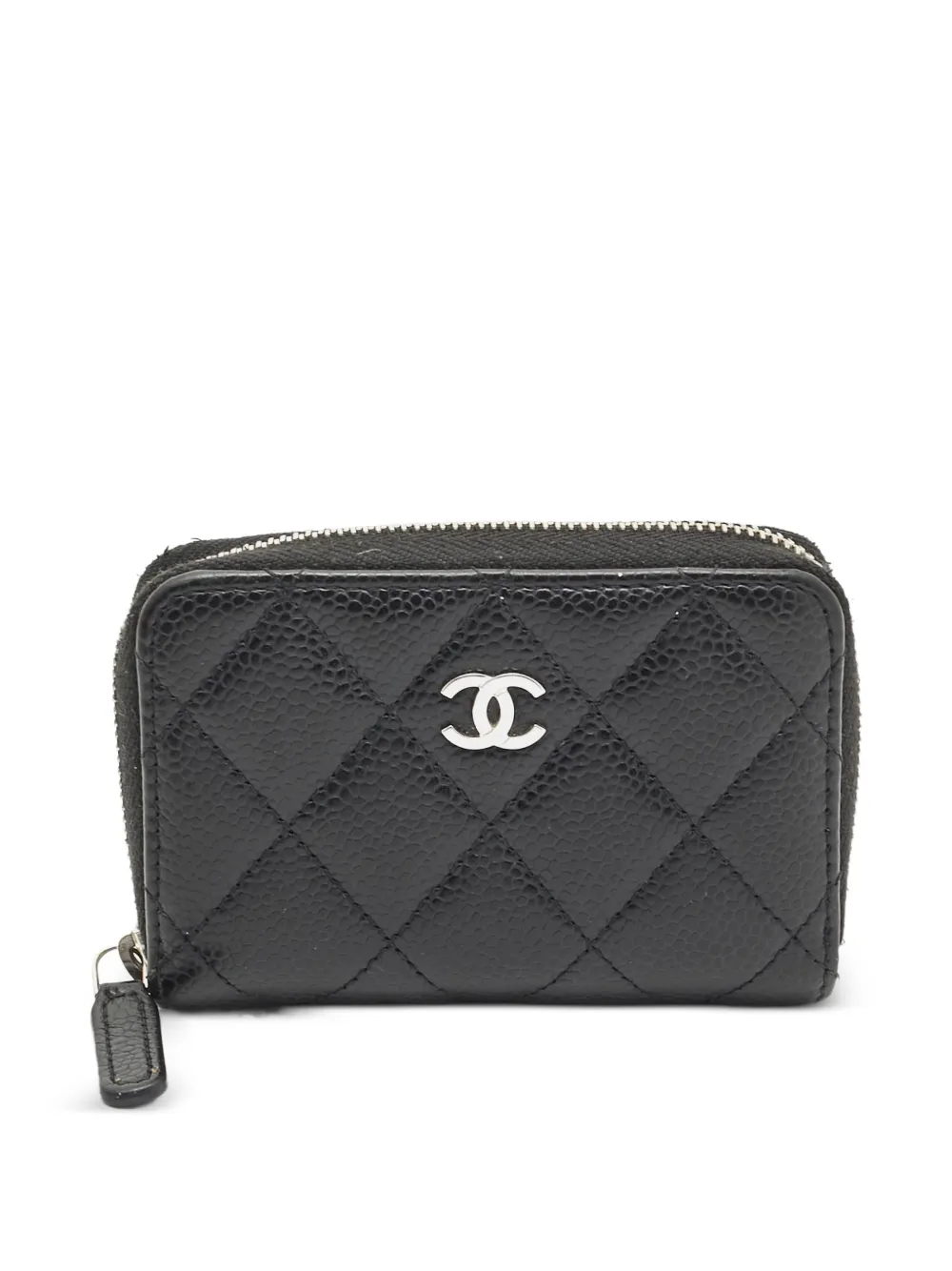 CHANEL Pre-Owned Diamond-quilted Caviar-leather coin purse - Nero