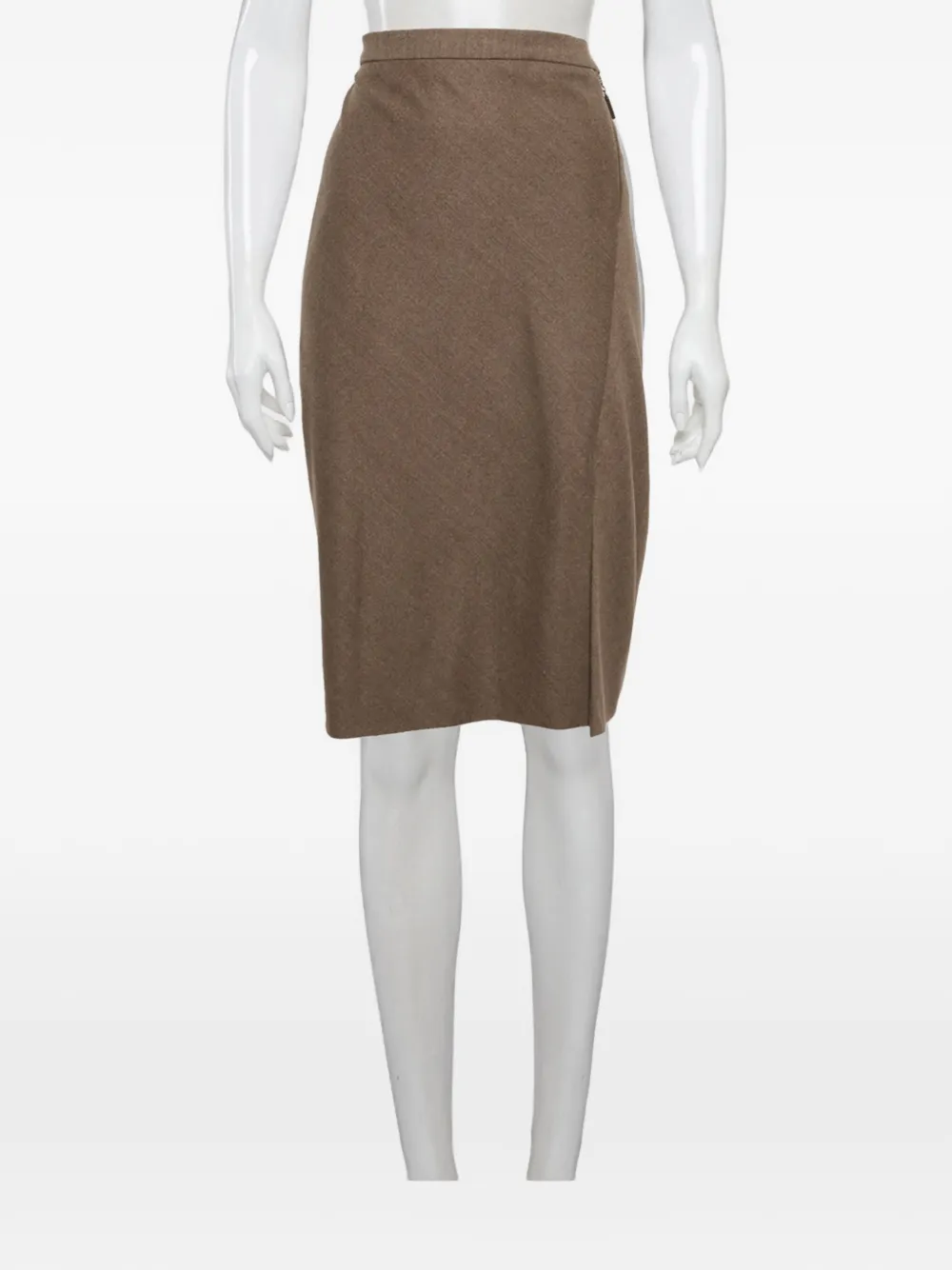 Brunello Cucinelli drape-detail pencil midi skirt - Braun