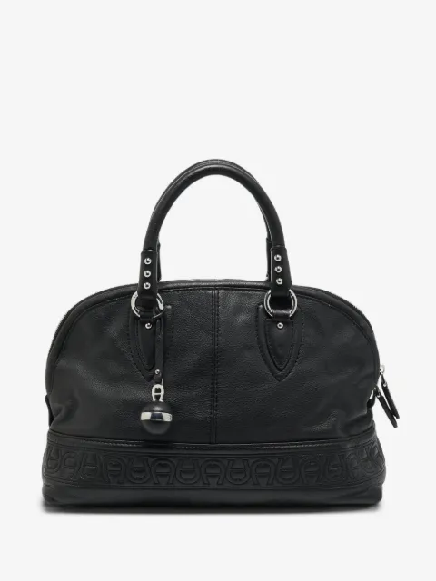 Aigner Vintage logo-embossed leather tote bag