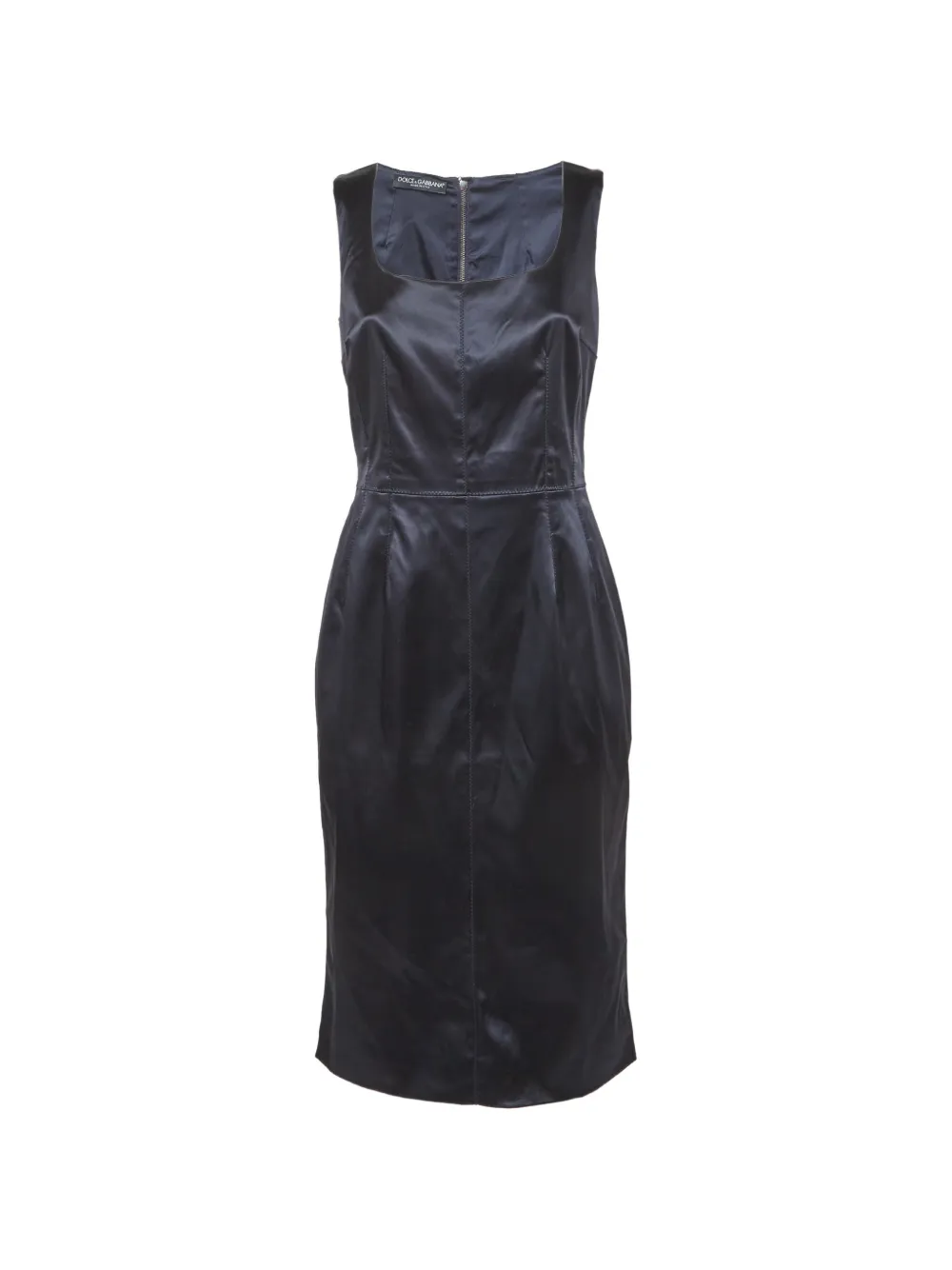 Pre-owned Dolce & Gabbana Satin Midi Dress In Blue