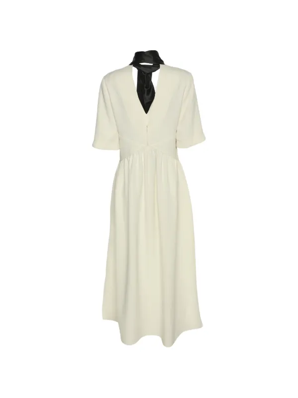 Victoria Beckham tie-neck Crepe Maxi Dress | Neutrals | FARFETCH