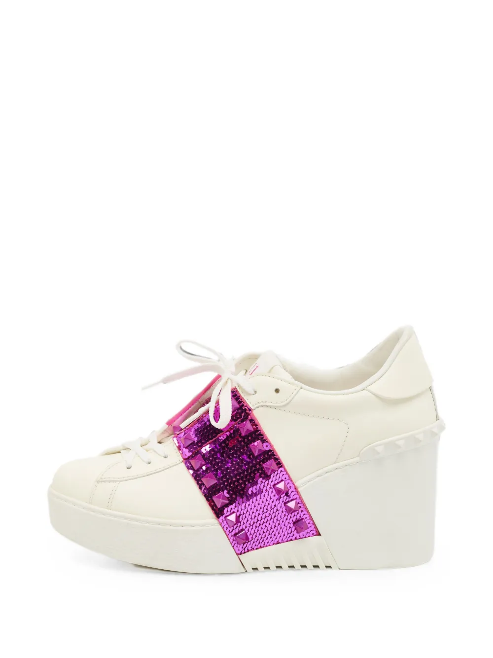 Valentino Garavani Pre-Owned Rockstud leather sneakers - Weiß