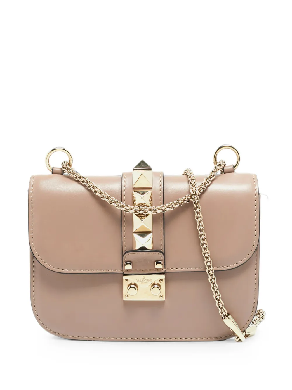 Valentino Garavani Pre-Owned small Glam Lock Rockstud-embellished shoulder bag - Toni neutri