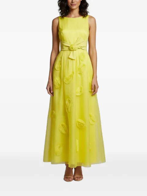 Paule Ka floral-appliqué organza maxi dress