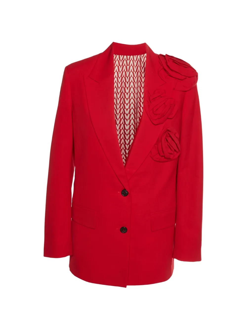 Valentino Garavani Pre-Owned floral-appliqué single-breasted blazer - Rosso
