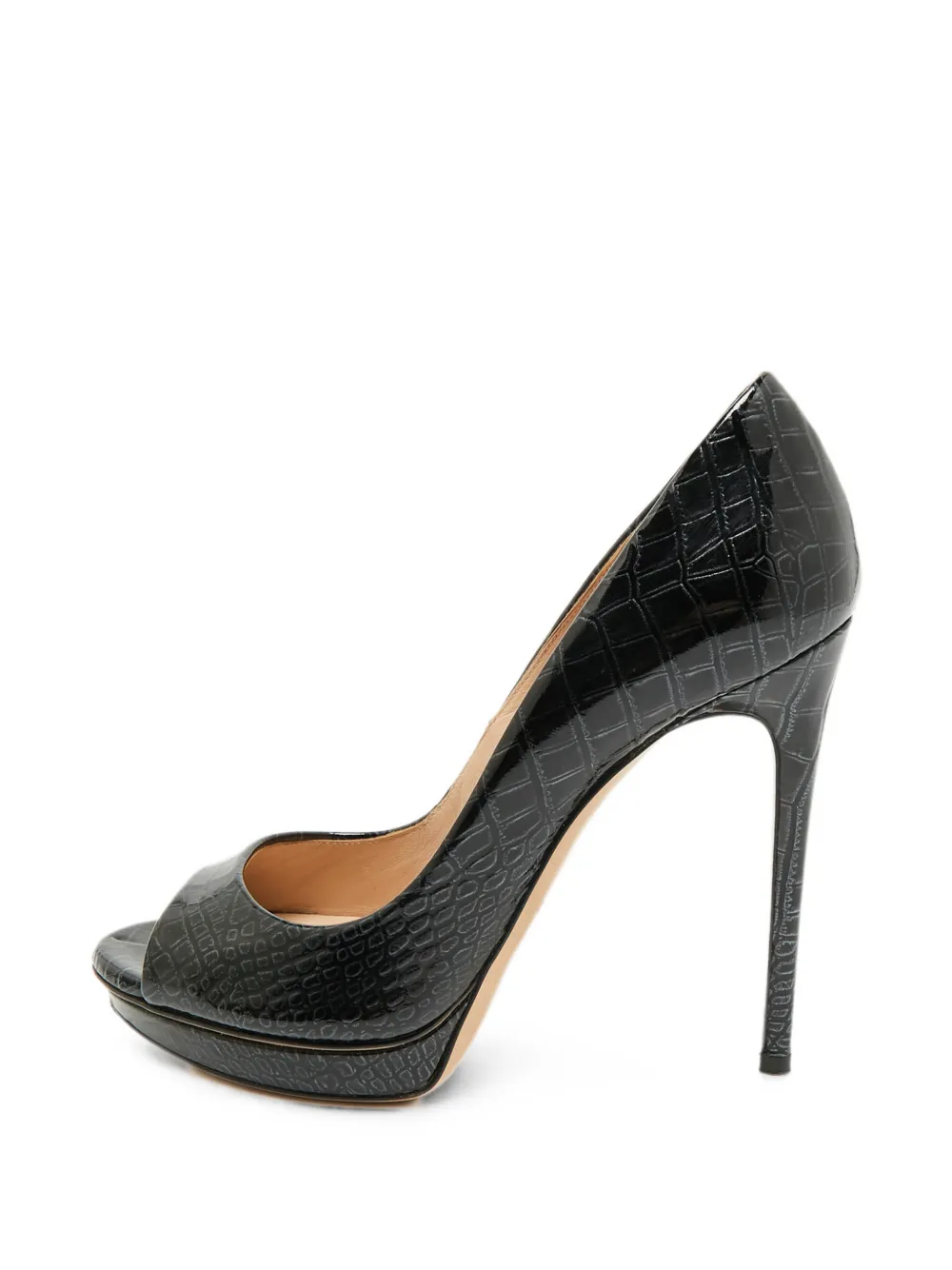 Casadei croc-embossed heeled pumps - Black