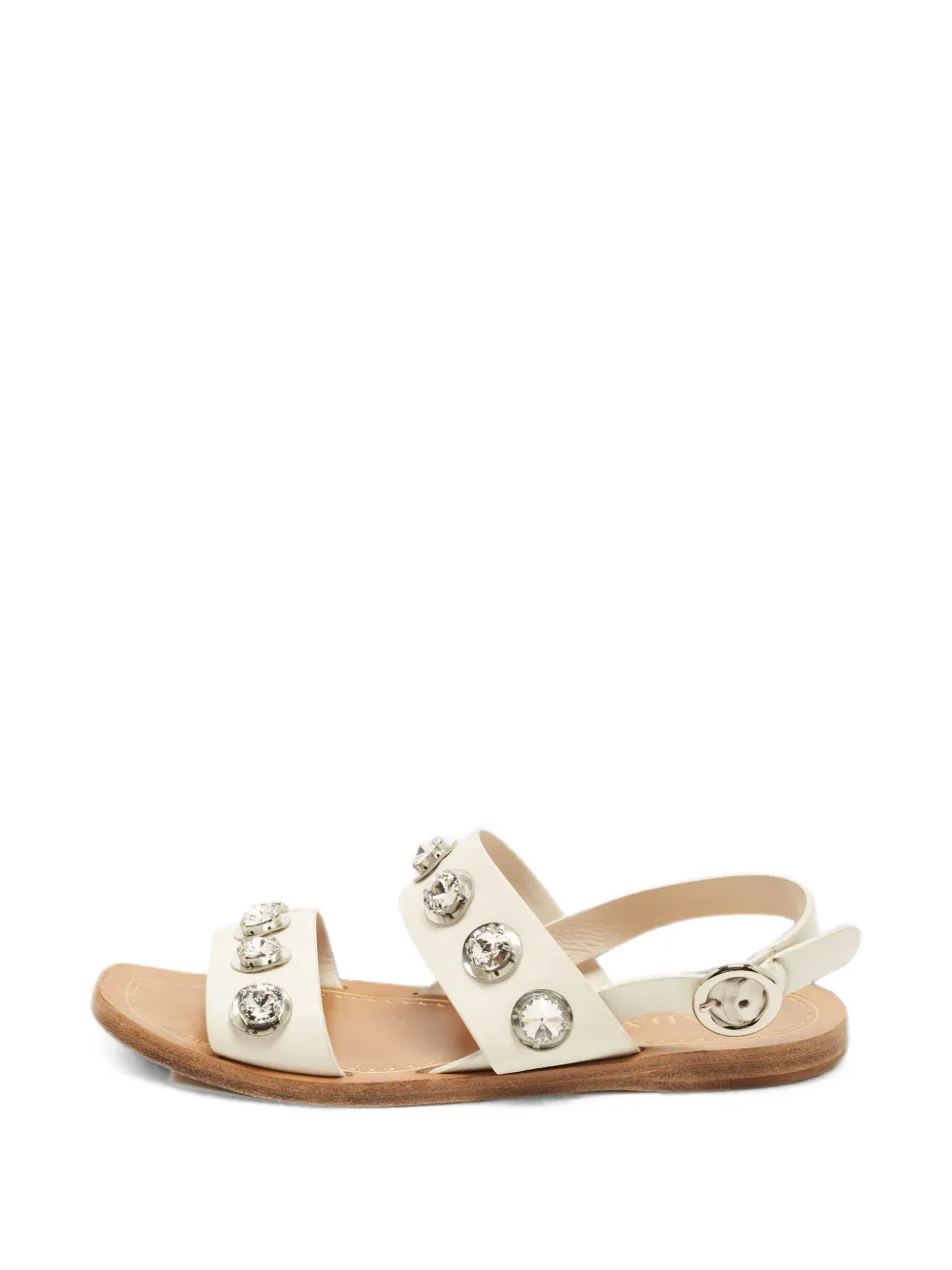 Prada Pre-Owned crystal-embellished slingback flat sandals - Weiß