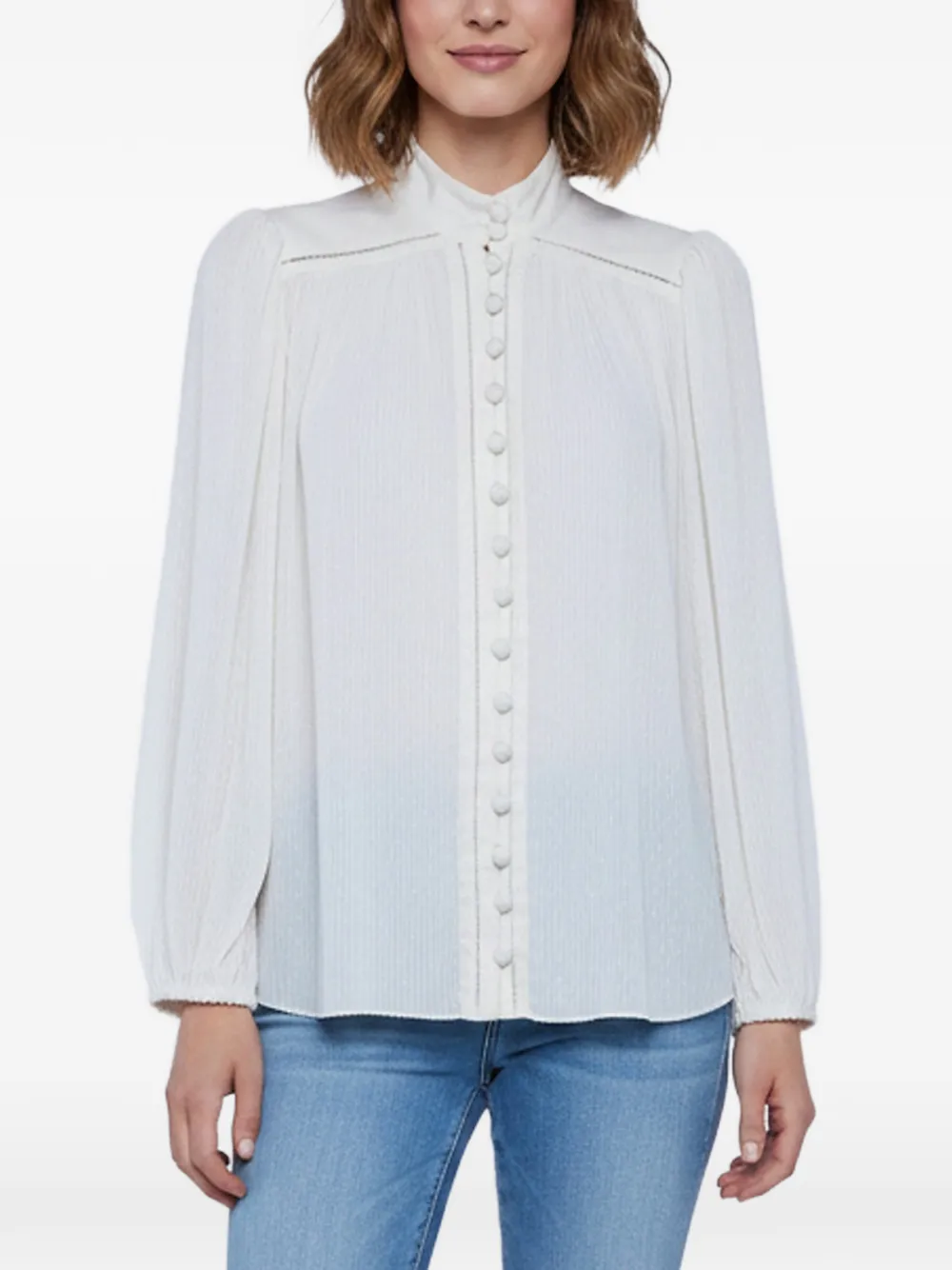 ZIMMERMANN high-neck long-sleeve blouse - Nude