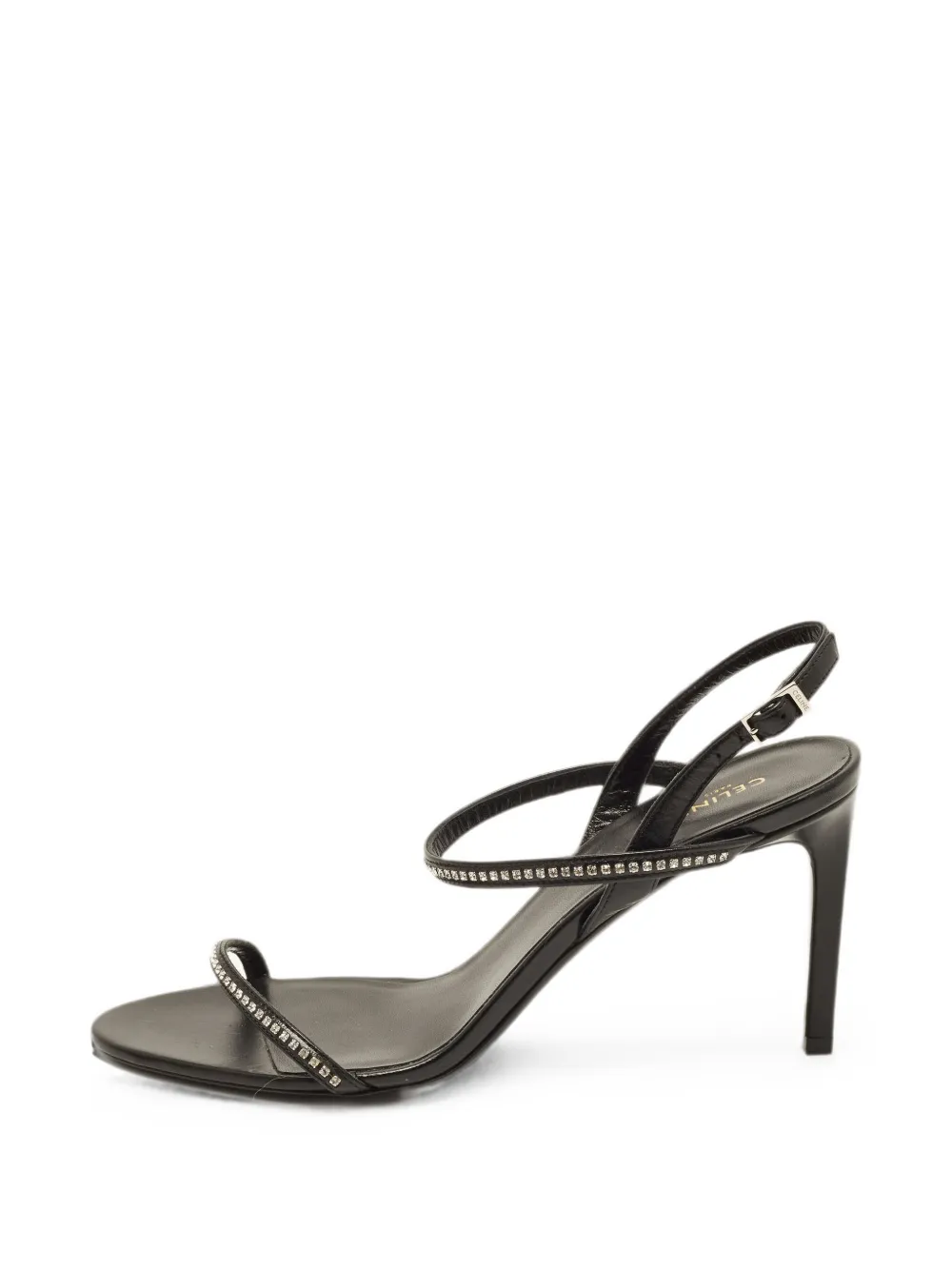 Celine Pre-Owned crystal-embellished slingback sandals - Black