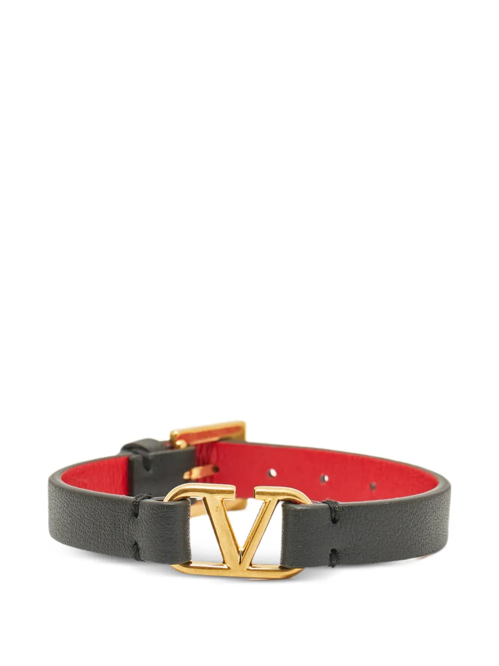 Valentino Garavani Pre-Owned VLogo leather bracelet - Schwarz
