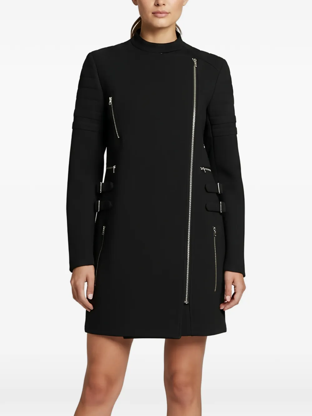 Celine Pre-Owned asymmetric zipped mini coat - Nero