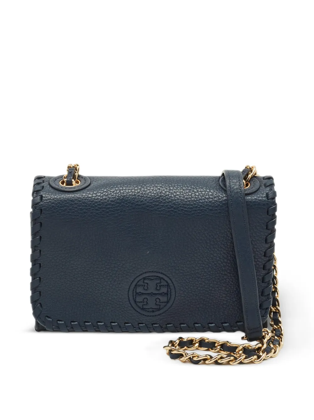 Tory Burch Marion Shrunken whipstitched cross body mini bag - Blu