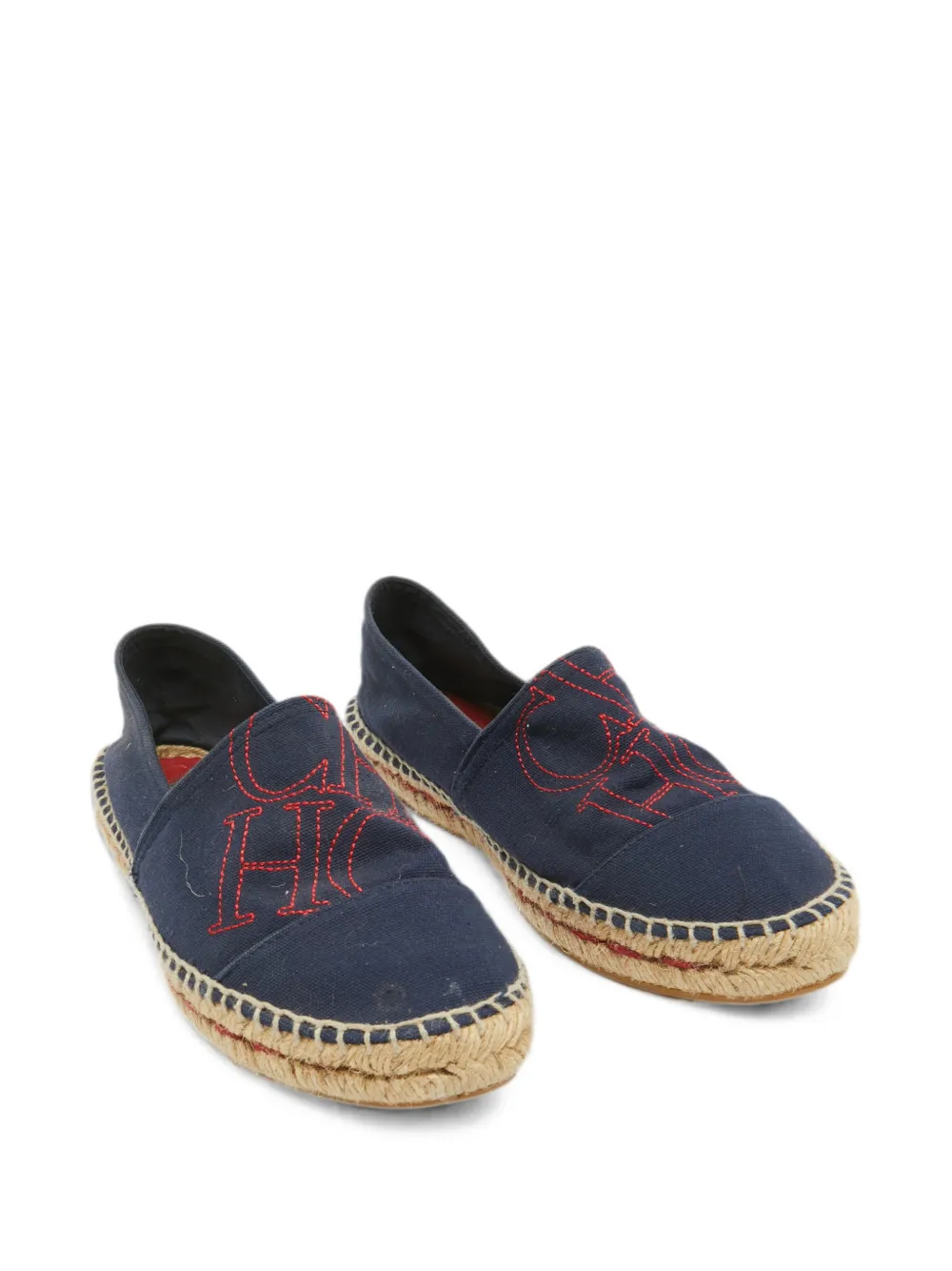 Carolina Herrera Vintage logo-embroidered slip-on espadrilles - Blau