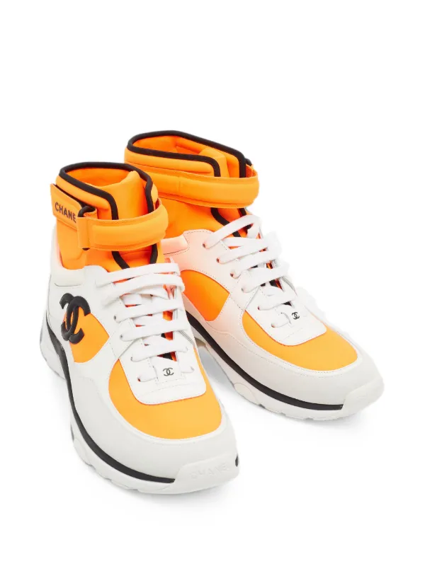 CHANEL Pre-Owned CC high-top Sneakers | Orange | FARFETCH AO
