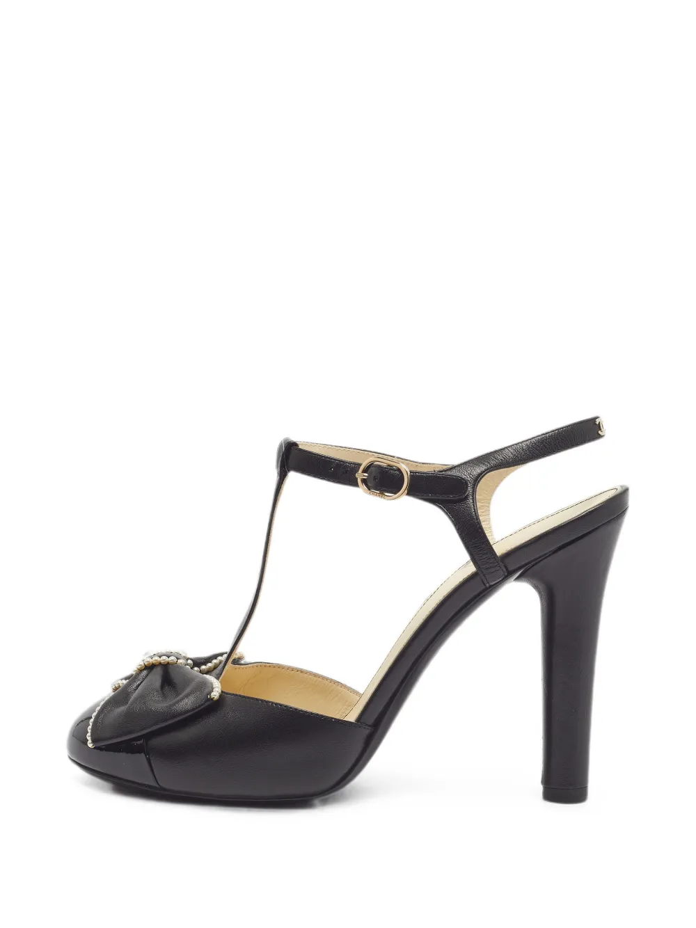 CHANEL Pre-Owned Bow pearl-embellished heeled pumps - Black