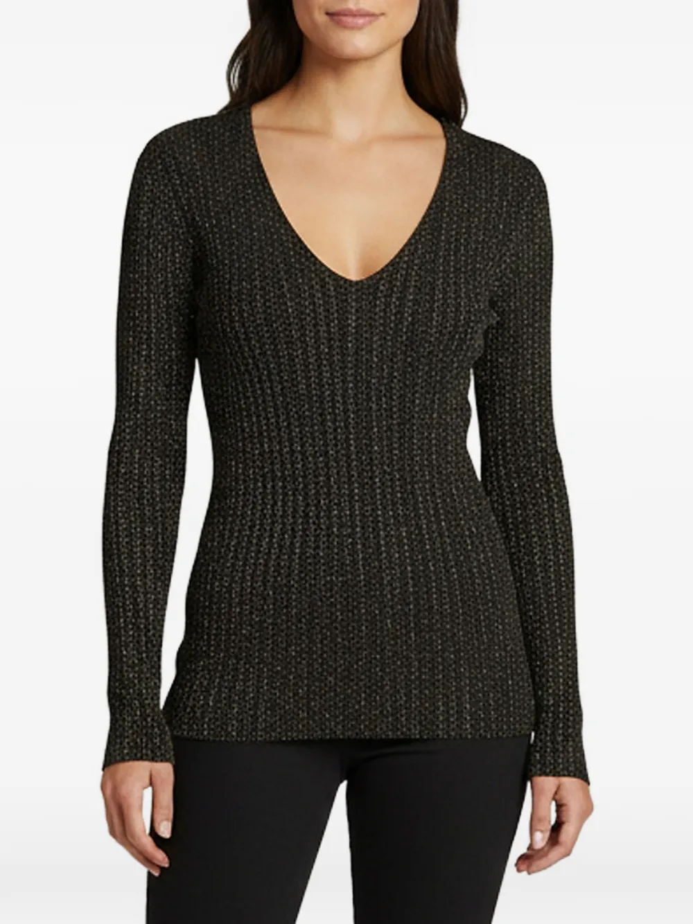 Maje knit V-neck sweater - Schwarz