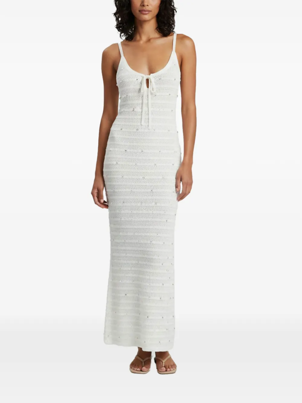 Zoe by Sisters stud-embellished crochet maxi dress - Bianco