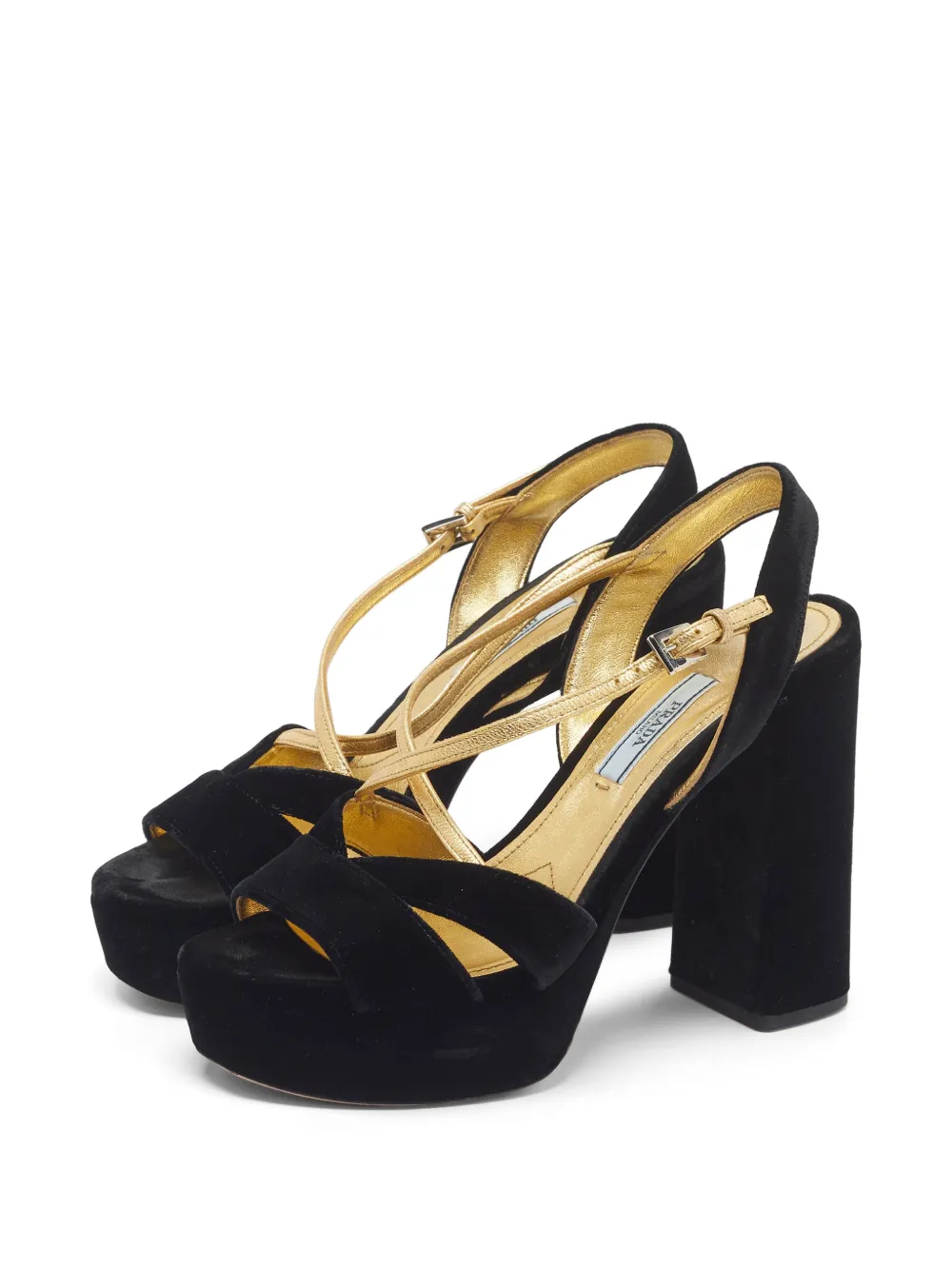 Prada Pre-Owned criss-cross strap platform sandals - Schwarz