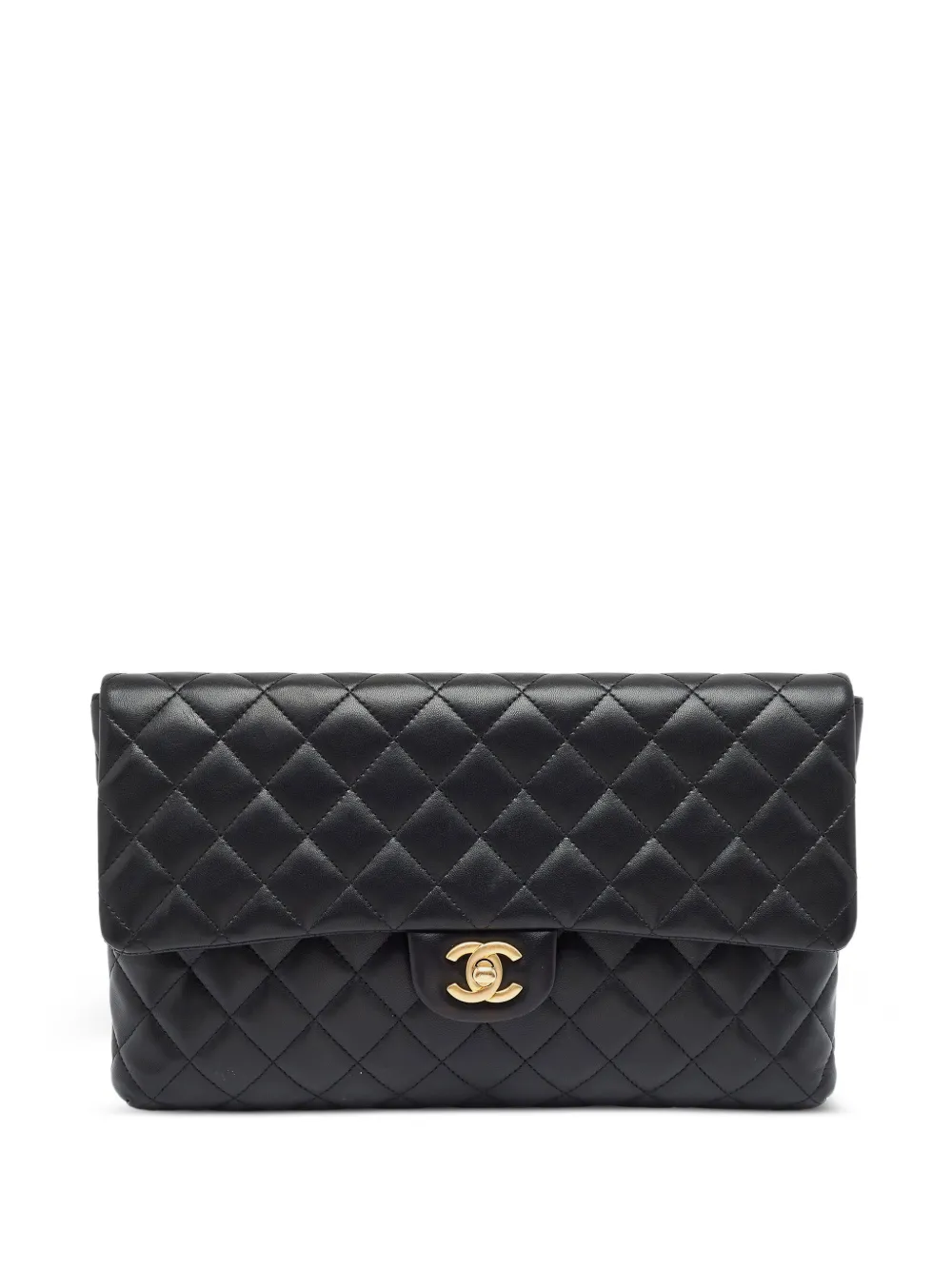 CHANEL Pre-Owned 2018-2019 CC turn-lock quilted clutch bag - Black