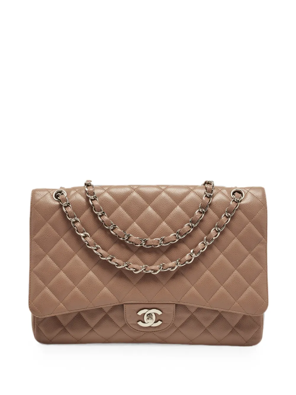 CHANEL Pre-Owned 2009-2010 maxi Classic Single Flap shoulder bag - Neutrals