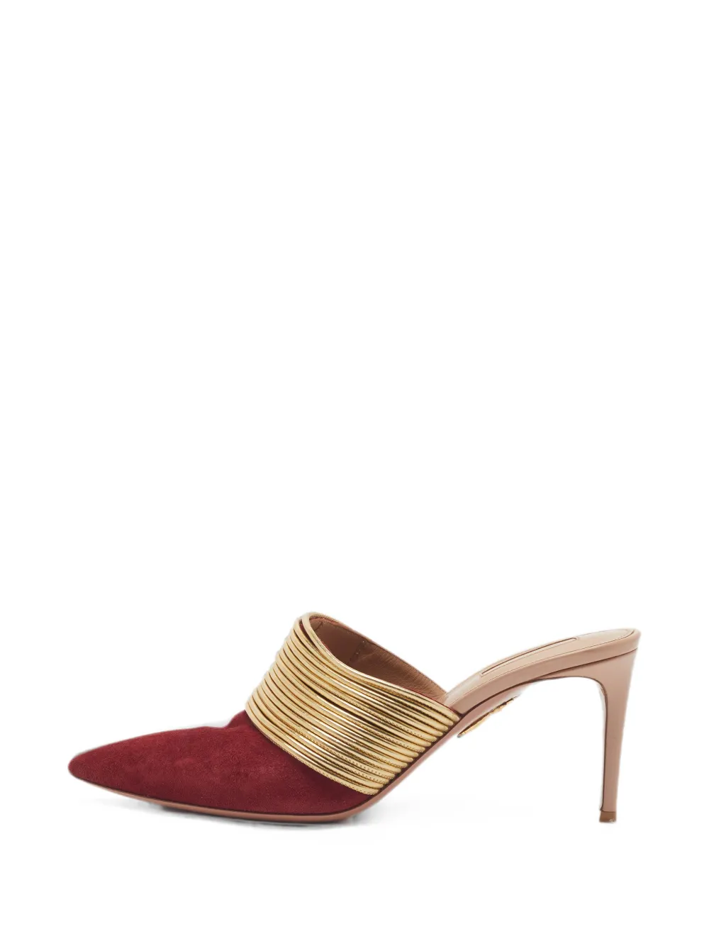 Pre-owned Aquazzura Rendez Vous Leather Mules In Red