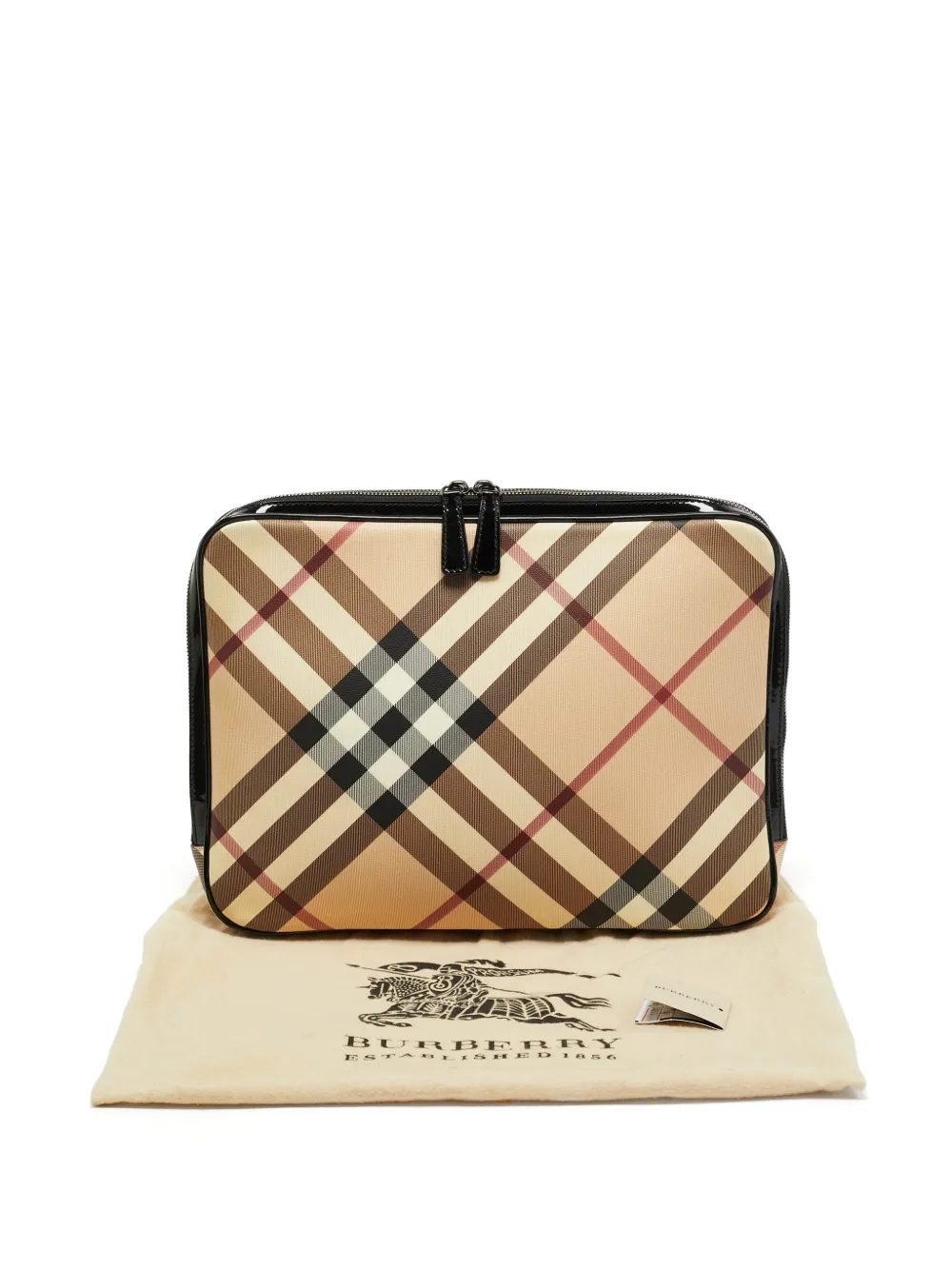 Burberry Pre-Owned Nova Check patent-leather laptop sleeve - Toni neutri